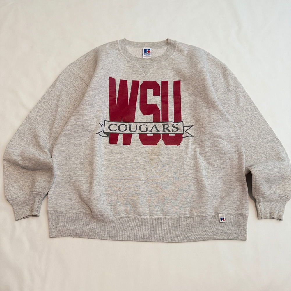 Russell Athletic Sweatshirt Mens XL Gray Vintage 90s WSU Cougars Crewneck USA